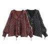 Atacado de fabricante de roupas femininas transfronteiriço 2026 nova moda feminina estilo europeu e americano casual solta com bolinhas e decoração em camadas camisa