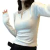 Top de vellón blanco con cuello en V escotado y capa interior cepillada para mujer, nuevo top corto ajustado de estudiante otoño/invierno 2026