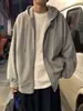 Suéter con Capucha y Cremallera para Hombre de Otoño e Invierno Cárdigan Holgado Color Sólido Sudadera de Marca de Moda Chaqueta Casual Versátil Hombres de Moda