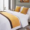 Hotel cinco estrelas, emendando cama, cauda, toalha, roupa de hotel, cama, corredor, cama, esteira de cauda, faixa decorativa