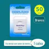 Em estoque frete grátis rolo de fio dental menta encerado rolo quadrado de fio dental 50 m limpeza de espaços entre os dentes hálito fresco cartão blister