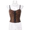 51438 Top de tirantes sexy con estampado de leopardo, sin mangas, con lazo en el pecho y espalda descubierta, estilo europeo y americano