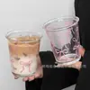 Vaso de Vidrio con Tapa de Cierre y Moño para Niña, Vaso de Vidrio de Aspecto Elegante para Uso Doméstico, Vaso para Leche, Jugo, Café Latte y Bebidas Frías
