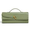 Procesamiento OEM de Comercio Exterior Bolso de Mujer Tejido a Mano Cuero Suave Hebilla Dorada de Mano Cruzado Bolso de Cena Bolso Acordeón Billetera Horizontal