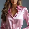 2026 Nuevo Modelo Comercio Exterior Color Sólido Simple Camisa de Manga Larga para Mujer Versátil Estilo Europeo y Americano Top Regular Elegante Camisa Suave