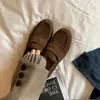 Versión de Piel de Vaca Estilo Británico Maillard Mocasines para Mujer Slip-on Persona Perezosa Tacón Pequeño Grueso Planos Retro Persona Perezosa Zapatos Pequeños de Piel