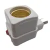 Suporte de lâmpada de parede quadrado branco com plugue Switch, tipo parede, suporte de lâmpada de celular, soquete de lâmpada de parafuso 27, suporte de lâmpada de tubo rotativo de dois polos