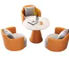Conjunto de Sofá de Um Lugar de Luxo e Mesa de Centro para Lazer, Recepção de Hotel, Escritório, Sala de Vendas, Mesas e Cadeiras de Reunião, Salão de Beleza