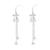 Brincos de Pérola Borboleta Elegantes Estilo Coreano Brincos Longos de Alto Padrão para Mulheres Nicho Acessível Luxo Versátil Brincos com Franjas