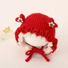 Suéter de Primavera y Otoño Sombrero de Princesa Flor Pequeña Volante Tejido Sombrero de Bebé Otoño e Invierno Unisex Niños Bebé Sombrero de Lana