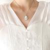 Corea del Sur Puerta Este Forma de Gota Brillo Blanco Conchas Marinas Colgante Collar Cadena Clavícula Joyería de Verano Acero Titanio para Mujer P296