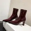 Botas de mujer nuevas y modernas estilo coreano 2026, botines de tacón alto con punta fina de charol suave, botas de moda y que estilizan para mujer