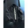 Jaqueta de voo masculina transfronteiriça para primavera e outono, jaqueta curta estilo americano cleanfit, silhueta versátil, jaqueta bomber com gola alta