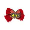 Pinza para el pelo con lazo de terciopelo rojo navideño, set de tocado con campana y borla de dibujos animados lindos de Papá Noel para niños