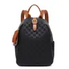 Mochila de Luxo de Alto Padrão com Padrão Xadrez para Mulheres, Fashion, Portátil, Durável, para o Trabalho, Casual, Mochila Dupla para Mulheres