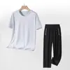250514001 Traje de Pantalón Corto de Seda Helada Ligero, Fresco, Absorbente de Humedad, Transpirable, de Secado Rápido para Hombre de Verano