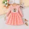Vestido Infantil de Comércio Exterior Primavera e Outono 2026 Estiloso Vestido Princesa de Manga Longa com Estampa de Capivara Vestido de Tela Infantil