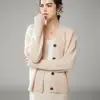 Suéter de Cuello en V Diseño Francés Cardigan de Cachemira Tejido para Mujer Nicho Holgado Perezoso Estilo Chanel Abrigo de Cachemira