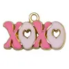 Accesorios para Joyería DIY Corazón Rojo y Rosa Día de San Valentín Rosa Esmalte Aleación Colgante Pulsera Encanto Pendientes Llavero