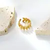Anel Aberto Geométrico Europeu e Americano de Moda Transpassado em Aço Inoxidável Ajustável Anel Banhado a Ouro 18K de Alta Qualidade Venda por Atacado