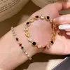 Pulsera de Parche de Oro Real de 18K Electrochapado con Circonita Cuadrada y Corazón Redondo, Simple y Versátil, Lujo Ligero, Sensación de Alta Gama, Joyería para Mujer