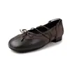 Sapatilhas Rasas Pretas da Moda com Laço 2cm 2026 Novidade Primavera e Outono Bico Redondo Sapatilhas Planas Sapatos Pequenos de Couro