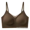 Ropa interior invisible sin costuras con acabado mate para otoño e invierno, con copas fijas para bustos pequeños, anti-caída, soporte lateral para el pecho y hermoso diseño de espalda