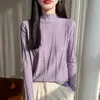 Nueva camisa básica de punto elegante para otoño e invierno para mujer, con medio cuello alto y pedrería, suéter fino de manga larga para capas, ropa femenina transfronteriza