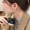 Orejeras Doradas Texturizadas de Moda en TikTok Versátiles Estilo Ins Pendientes Plateados de Alta Gama para Mujer