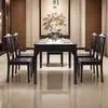 Nueva mesa de comedor de estilo chino, juego de mesa y sillas de tablero de roca, rectangular de madera maciza, diseño moderno minimalista, adecuado para casas pequeñas