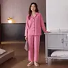 Pijama de Algodón Puro para Mujer, Manga Larga, Nuevo para Primavera y Otoño, Tacto de Alta Gama, Se Puede Usar Afuera, Ropa de Casa Cómoda y Relajada, Conjunto de Dos Piezas