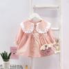 AD23 Mufu Rui Novo 2021 Estilo Coreano Vestido Xadrez de Manga Comprida Infantil Bolsa Transversal Estilo Coreano Fofo Feminino Tendência
