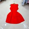 Vestido de Fiesta Australiano Transfronterizo Europeo y Americano de Cuello Delgado con Flor Hecha a Mano sin Mangas Elegante Vestidito