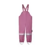 Pantalones de lluvia con tirantes forrados de forro polar para niños y niñas, pantalones impermeables para estudiantes de preescolar, traje de lluvia de cuerpo entero