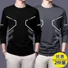 Camiseta deportiva casual para hombre de manga larga con estampado, moderna para adolescentes, adecuada para todas las estaciones, cuello redondo, top básico de manga larga