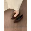 Zapatos Planos de Gamuza con Punta Aguda Estilo Coreano Retro para Noche Mujer 2025 Nuevos Versátiles Ropa de Trabajo Zapatos de Trabajo de Tacón Bajo