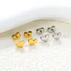 Pendientes con Forma de Corazón de Venta Caliente Transfronterizos, Pendientes Dulces con Forma de Corazón Estilo Ins, Pendientes Brillantes Chapados en Oro de 18 Quilates, Pendientes de Acero Inoxidable