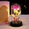 Flor de Rosa con Lámina de Oro en Cubierta de Cristal Muñeca Luminosa Flor Eterna Decoración para San Valentín, Navidad, Regalo para Novia o Esposa
