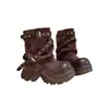 Botas de Caña Corta para Mujer Cuero Envejecido Hebilla Estilo Western Tacón de Bloque Suela Gruesa Botas Pantalón Marrón Desgastado Tacón Grueso Personalizado Desierto Mujer