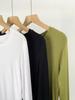 Camiseta de manga larga de algodón súper suave y cómoda para mujer, nueva camiseta de primavera con cuello redondo en color liso y base interior.