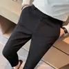 Calça de Terno Casual Waffled Masculina Verão Fina Calça de Terno de Negócios Slim Fit Barra Afunilada Não Amassa Calça de Terno de Alta Qualidade