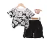 Traje de pantalón de grúa de manga corta para niño, estilo occidental, ropa de verano para bebé, dos piezas