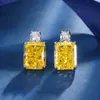 Otoño e invierno nuevo joyería Huabi diamante de alto carbono corte flor de hielo cobre incrustado con diamante amarillo traje de azúcar 10*12-8*10