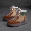 Shanghai Jiejie Invierno Nuevo Todo-combinable Algodón Cálido Capa Superior Cuero Vacuno Botas de Nieve Estilo Británico Moda Retro Zapatos de Mujer