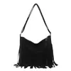 Bolso Grande con Borlas para Mujer, Nuevo Estilo Otoño e Invierno, Bolso Cruzado Retro Moderno Sencillo, Bolso de Hombro Bohemio