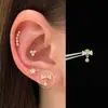 Momento Dourado Aço Titânio Grau Médico Aço Titânio Brincos de Pino para Osso da Orelha Brincos Cuff de Orelha Brilhantes de Alta Qualidade para Mulheres