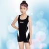 Traje de baño de una pieza tipo boxer deportivo profesional para niños de mediana edad y niñas, traje de baño conservador para entrenamiento, competición y aguas termales
