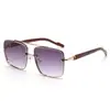Nuevas Gafas de Sol de Moda para Hombre con Doble Puente y Patas de Imitación Madera Clásicas Versátiles Casuales Tendencia Anti-UV