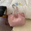 Nova bolsa de ombro reversível de bolinhas, bolsa tote oversized e estilosa estilo coreano, bolsa versátil e fresca de tecido listrado