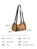 Bolsa Boston Suede Estilo Retrô Maillard para Mulheres, Bolsa de Ombro tipo Almofada em Couro Genuíno, Bolsa Grande para Ombro e Transversal para o Dia a Dia